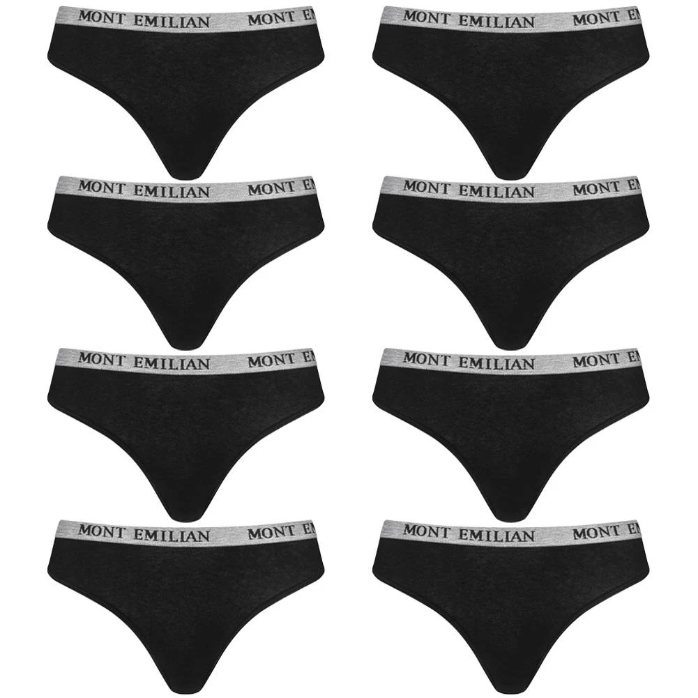 MONT EMILIAN "Colmar" Femmes String Lot De 8 Noir 1 MONT EMILIAN "Colmar" Femmes String Lot De 8 Noir